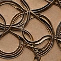 A circular design with intricate interlocking shapes in shades of brown and beige5, Generative AI