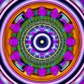 A circular design with intricate interlocking shapes in shades of pink and purple3, Generative AI