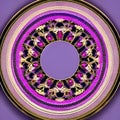 A circular design with intricate interlocking shapes in shades of pink and purple2, Generative AI