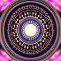 A circular design with intricate interlocking shapes in shades of pink and purple5, Generative AI