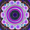 A circular design with intricate interlocking shapes in shades of purple and pink2, Generative AI