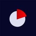 Circular diagram with red quarter segment isolated on black for data representation