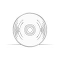 Circular disk with concentric circles and radiating lines in a minimalist black and white illustration design for modern Royalty Free Stock Photo