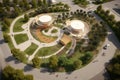 circular economy park showcasing different zero waste technologies for the future
