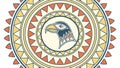 Circular Emblem with Stylized Eagle Head and Tribal Patterns, Cultural Art, vector design Generative AI Royalty Free Stock Photo