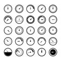 Circular energy meter icons set. Speedometr, manometr icon vector