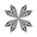 Circular fan broken arrows spider net illusion arabesque satelite inspired structure abstract cut art deco illustration Royalty Free Stock Photo