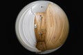 Wide angle view of the interior. Circular fisheye view of an indoor shower Royalty Free Stock Photo