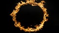 Circular flames frame on black background with brightly burning fire in circular shape Royalty Free Stock Photo