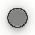 A circular, flat, gray object is centered against a white background, resembling a button Royalty Free Stock Photo