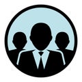 Circular, flat group/team of business people silhouette. Light blue background