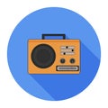 Circular, flat, orange radio icon