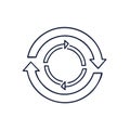 Circular Flow Arrows Depicting Process Iteration Cycle or Recycling Simple Line Icon Royalty Free Stock Photo