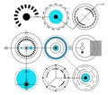 Circular form abstract pattern element in futuristic tech style