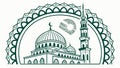 Circular Frame Design with Mosque Silhouette, vector design Generative AI Royalty Free Stock Photo