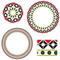 Circular frame with elements of national Ukrainian embroidery Royalty Free Stock Photo