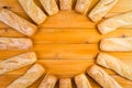 Circular frame of freshly baked French bread