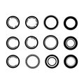 Circular Frame With Offset Inner Ring Icon black Silhouette designs. Royalty Free Stock Photo
