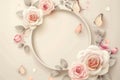 Circular Frame With Paper Flowers and Leaves