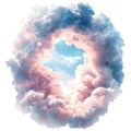Circular frame of pink and blue clouds with sky in the center Royalty Free Stock Photo
