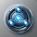 Circular futuristic interface with glowing blue lights and metallic details Royalty Free Stock Photo