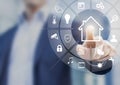 Circular futuristic interface of smart home automation assistant, virtual screen