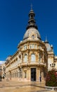 Circular gallery at corner of building of Cartagena City Hall, Spain