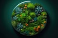 circular garden with various plants and flowers. Generative AI
