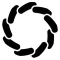 Circular generic symbol, icon - Rotated overlapping bars, rounded rectangles