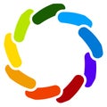Circular generic symbol, icon - Rotated overlapping bars, rounded rectangles