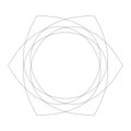 Circular geometric design elements with editable lines outline is not expanded. Abstract radial mandala, motif element.