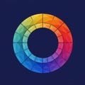 A circular geometric design featuring a full color spectrum ranging from red to violet. Royalty Free Stock Photo