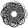 Circular geometric motif. Abstract grayscale op-art element