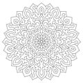 Circular geometric ornament. Round outline Mandala for coloring page
