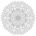 Circular geometric ornament. Round outline Mandala for coloring page