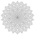 Circular geometric ornament. Round outline Mandala for coloring page