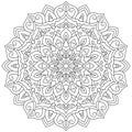 Circular geometric ornament. Round outline Mandala for coloring page