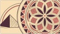 Circular geometric pattern with pyramid motifs, intricate design, vector design Generative AI Royalty Free Stock Photo