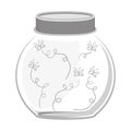 Circular glass container with insects