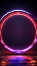 Circular glow A neon light forms a captivating and vibrant frame