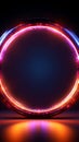 Circular glow A neon light forms a captivating and vibrant frame