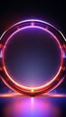 Circular glow A neon light forms a captivating and vibrant frame