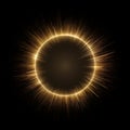 Circular Golden Light Explosion on Black Background Royalty Free Stock Photo