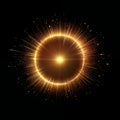 Circular Golden Light Explosion on Black Background Royalty Free Stock Photo