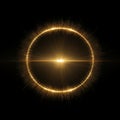 Circular Golden Light Explosion on Black Background Royalty Free Stock Photo