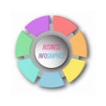 Circular graph with 7 steps, sections or stages. Pie chart for the user interface. Round infographic template for web and graphic