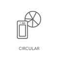 Circular graphic of mobile linear icon. Modern outline Circular