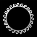 Circular Greek Frame Silver Spirals Meander Design