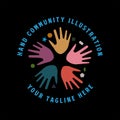 Circular Hand Together for Unity United Community Diversity Teamwork Charity Illustration