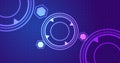 circular and hexagonal HUD technology element moving on grid dots bg. Royalty Free Stock Photo